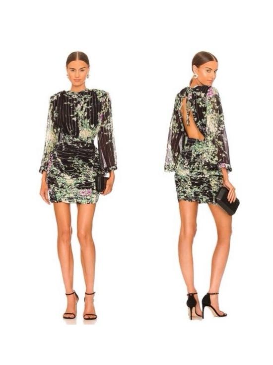 Sabina Musayev Dresses & Skirts - Sabina Musayev Black Floral Sequin Mini Dress